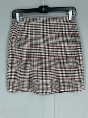 Thakoon Collective Skirt Womens 2 Beige Plaid Mini Academia Grunge Wool Black